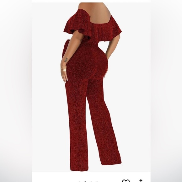 New Sexy Sparkly Classy Jumpsuits Casual Off Shoulder Loose Wide Leg Clubwear - Picture 2 of 4